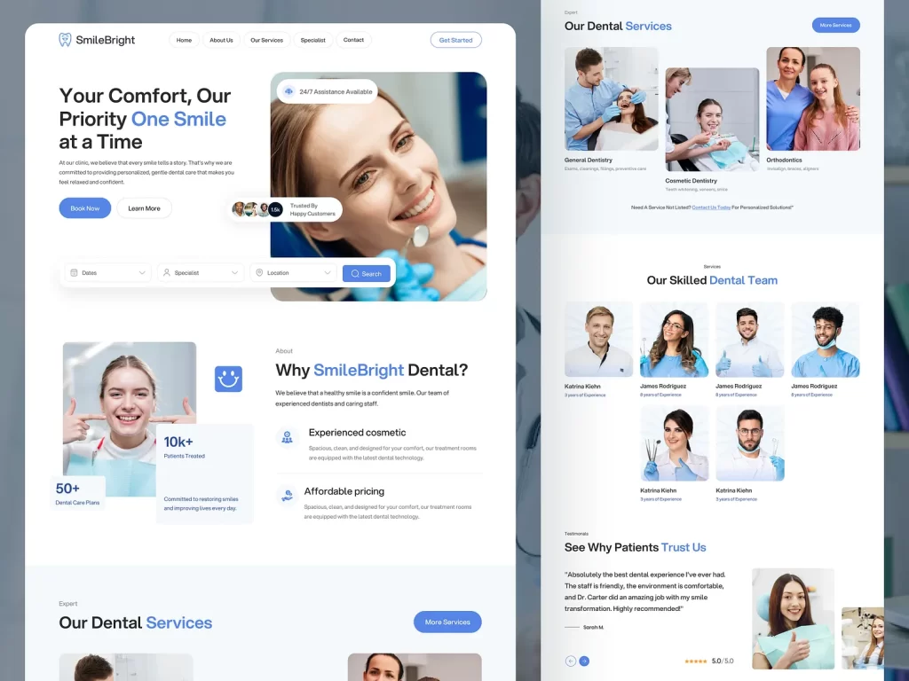 Smilebright website mockup to display for Kiwilogics portfolio.
